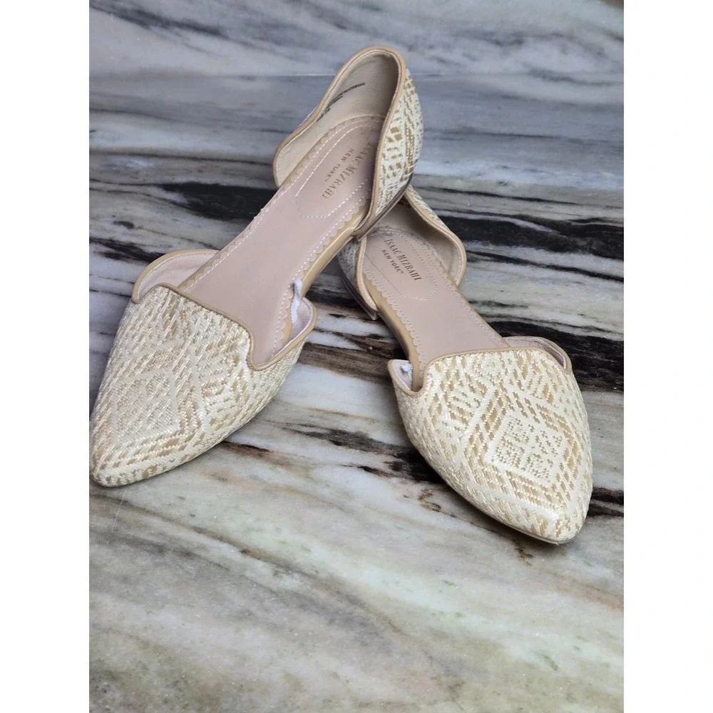 Isaac Mizrahi New‎ York Woven Geometric d'Orsay Pointed Toe Flats Beige Cream 10